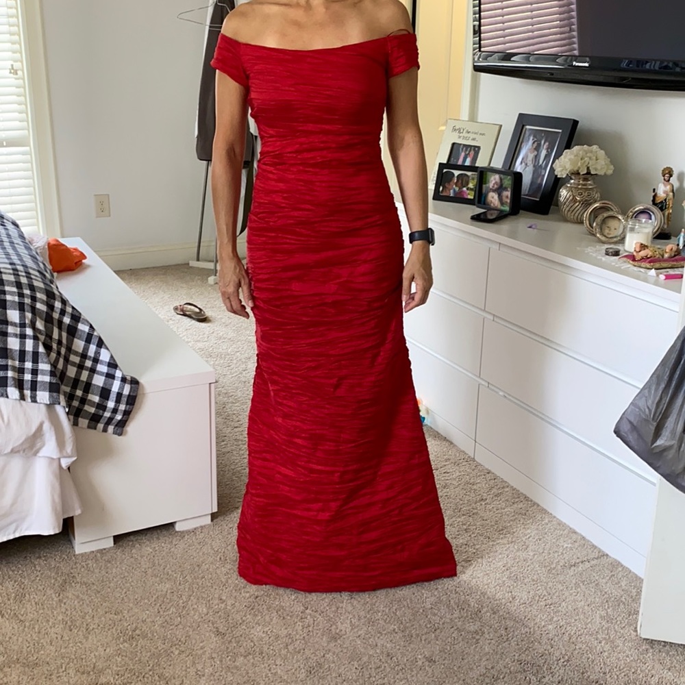 red maxi dress